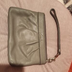 Coach Metallic Gray Wristlet